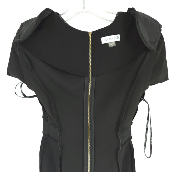 Calvin Klein Crepe Short Sheath Dress Faux Leather Belt Professional Workwear 2 - Picture 13 of 16